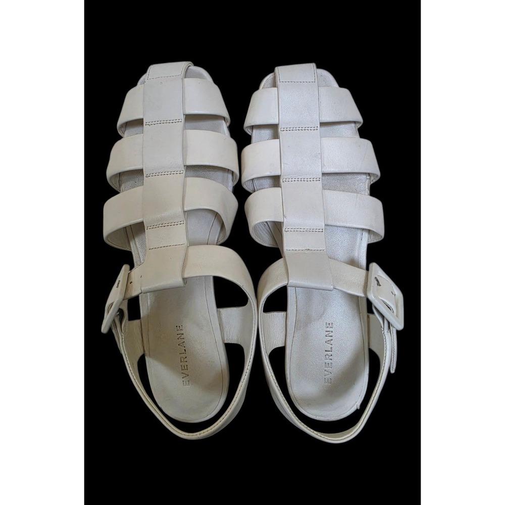 Everlane White Nappa Leather Fisherman Resort Coastal Chunky Sandals sz 10.5